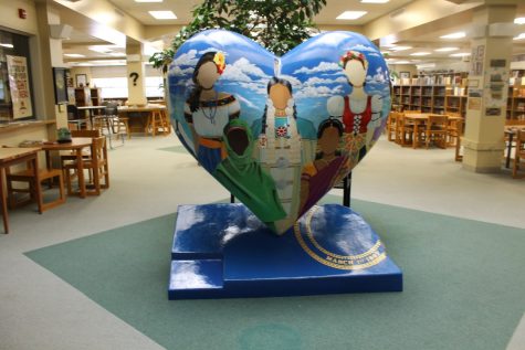 Ms. Hrbeks heart sculpture graces Northeast High School with its presence.